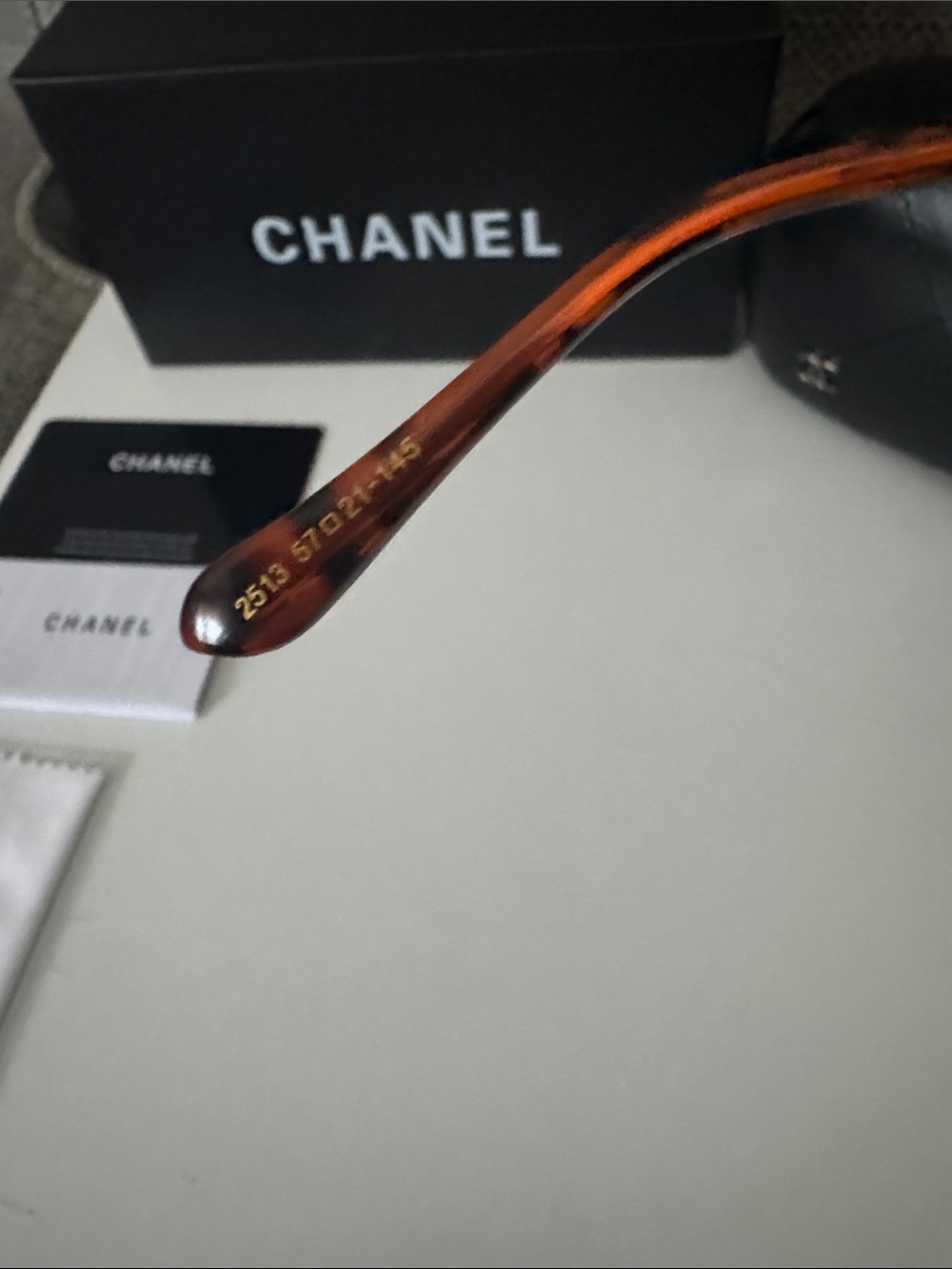 CHANEL Gold Frame Brown Lens Oval Sunglasses with Brown Temples and Logo Case - Picture 3 of 8